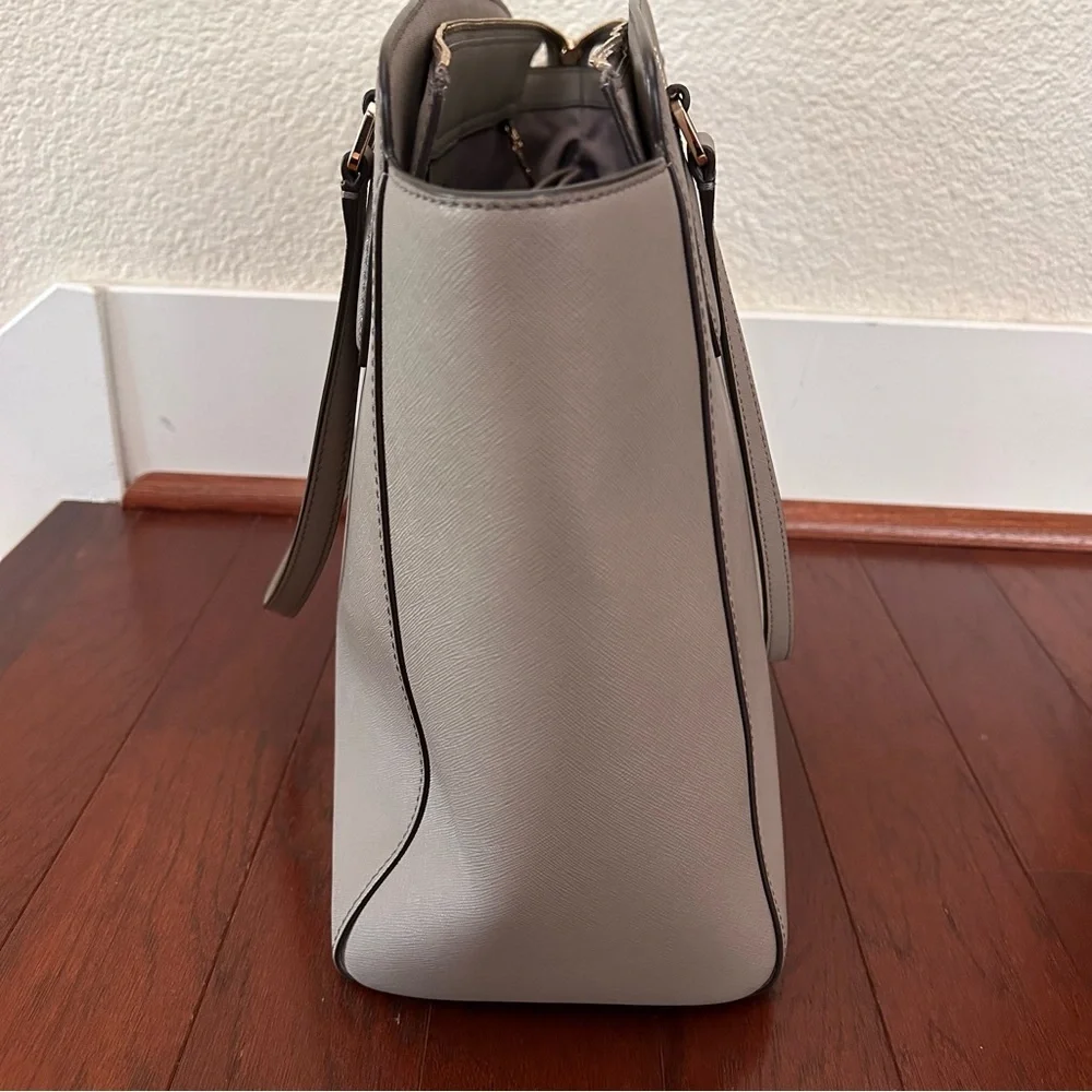 Tory Burch Triple Compartment French Gray Leather Large shopperTote Bag